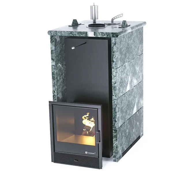 Печь для бани ИзиСтим Сочи Premium в трехстороннем кожухе откр. верх из змеевика  печь для бани изистим сочи premium в трехстороннем кожухе откр. верх из змеевика