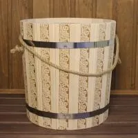 Ведро 10л с пластмассовой вставкой Русские узоры, Банный Эксперт ведро 10л с пластмассовой вставкой русские узоры, банный эксперт