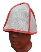 Шапка для бани "Белая с красным кантом"  Бацькина баня шапка для бани "белая с красным кантом"  бацькина баня