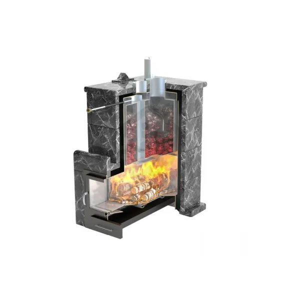 Печь для бани ИзиСтим Анапа Premium в четырехстороннем кожухе из талькохлорита закр.верх  печь для бани изистим анапа premium в четырехстороннем кожухе из талькохлорита закр.верх
