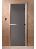 дверь графит матовое 190x80, 8 мм, 3 петли, коробка ольха, банный эксперт